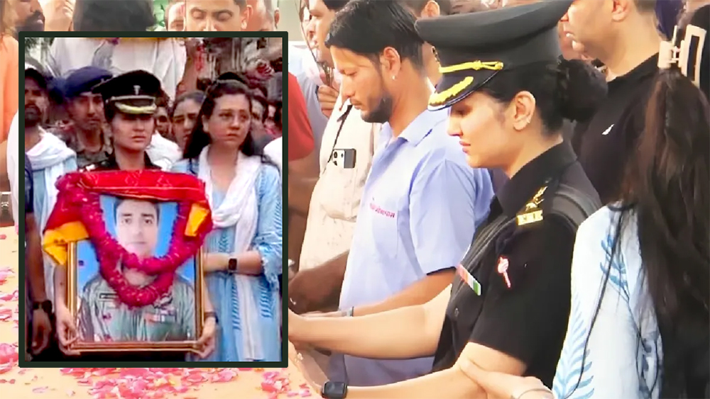 पति को अंतिम विदाई देते हुए नहीं रोक पाईं आंसू, सीने से लगाई थी तस्वीर – शहीद पायलट राजवीर सिंह चौहान का अंतिम संस्कार