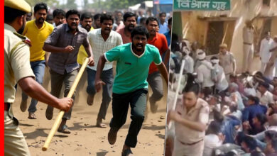 खाद की लाइन में लगे लोगों पर पुलिस का लाठीचार्ज